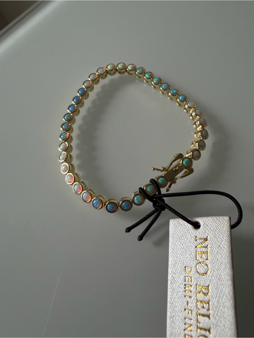 Gold colorful Opal Tennis Bracelet